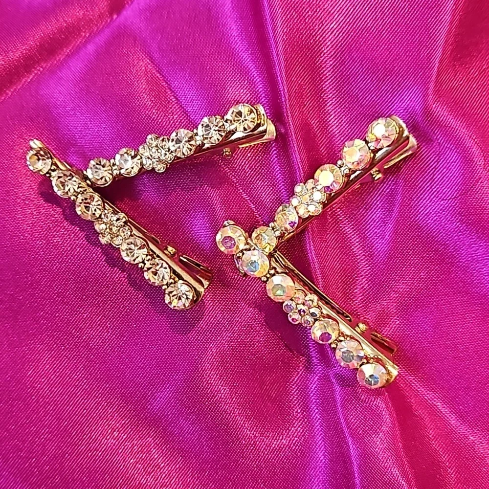 Rhinestone and Acrylic Crystal Hair Clips Lot of 14